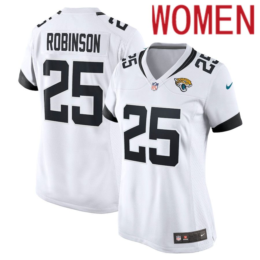 Women Jacksonville Jaguars #25 James Robinson Nike White Game NFL Jersey